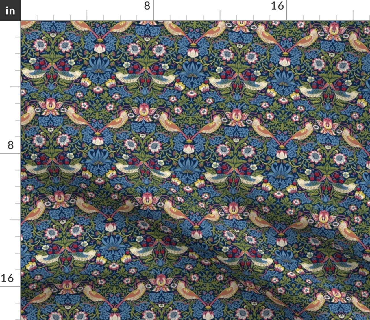 Victorian Floral William Morris Strawberry Thief Small Scale Art Nouveau Damask Vintage Custom Printed Fabric by Spoonflower Various Fabrics by the Yard or Fat Quarter